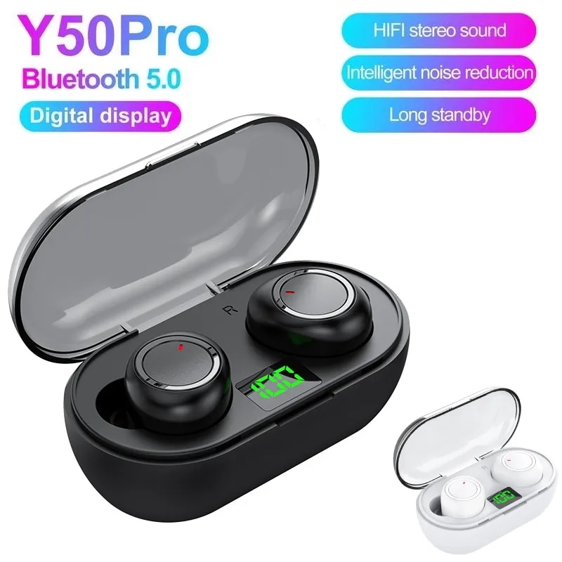 Y50 TWS Wireless Headphones Earphones Bluetooth Touch Control Noise Reduction Stereo Waterproof Earbuds Headsets With Microphone